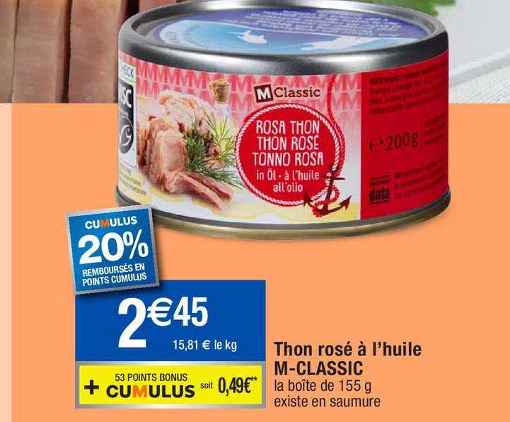 thon rosé à l'huile m-classic