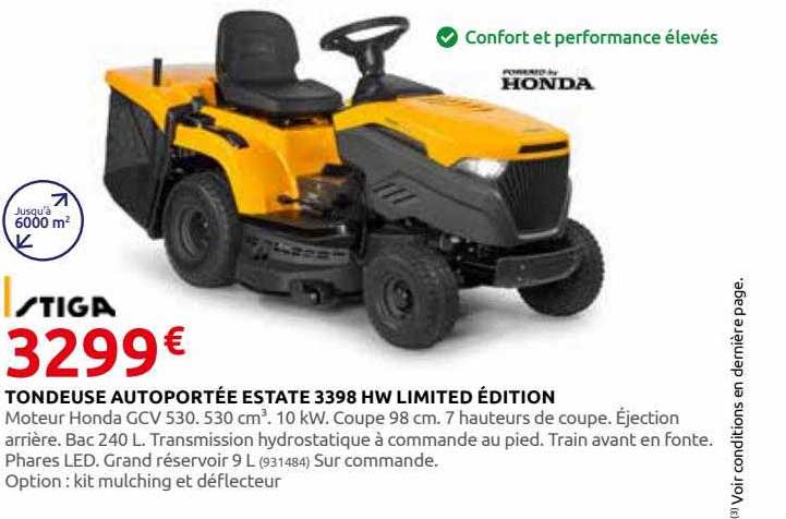tondeuse autoportée estate 3398 hw limited édition stiga
