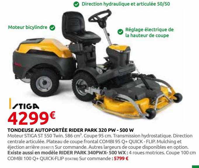 tondeuse autoportée rider park 320 pw - 500 w stiga