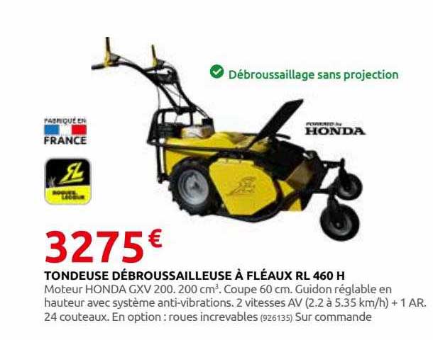 tondeuse débroussailleuse à fléaux rl 460 h