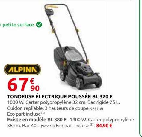 tondeuse électrique poussée bl 320 e alpina