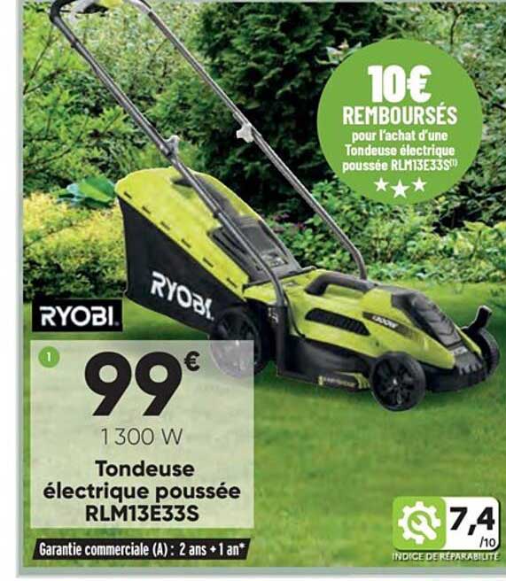 tondeuse électrique poussée rlm13e33s ryobi