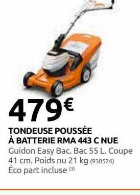 tondeuse poussée à batterie rma 443 c nue
