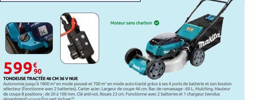 tondeuse tractée 46 cm 36 v nue makita