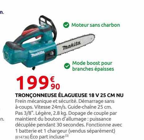 Tronçonneuse élagueuse 18 V 25 Cm Nu