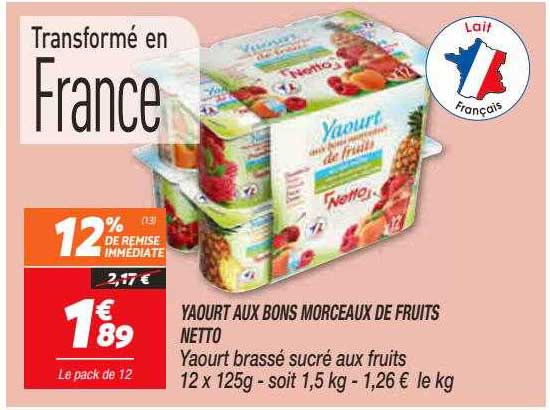 yaourt aux bons morceaux de fruits netto