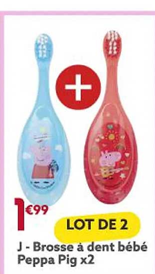 brosse à dent bébé peppa pig x 2