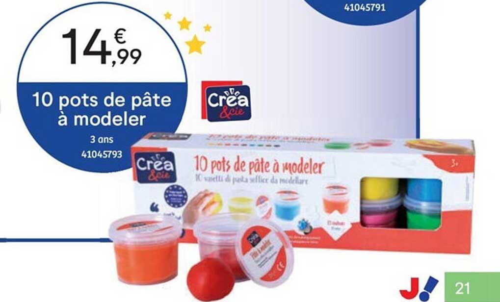 10 pots de pâte à modeler crea & cie