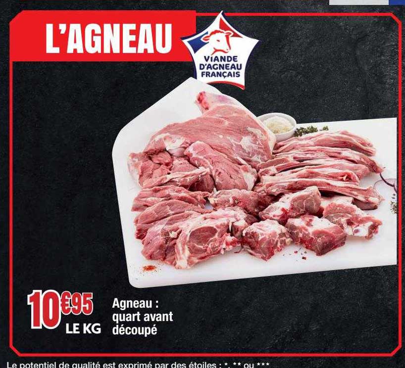 agneau : quart avant découpé