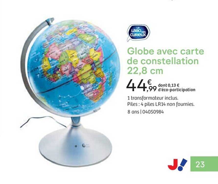 globe avec carte de constellation 22,8 cm le labo des curieux