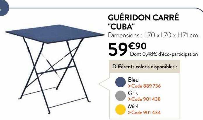 guéridon carré "cuba"