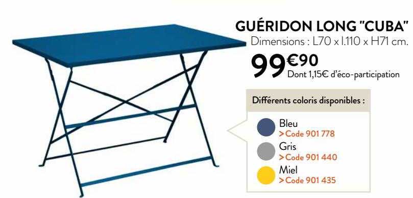 guéridon long "cuba"