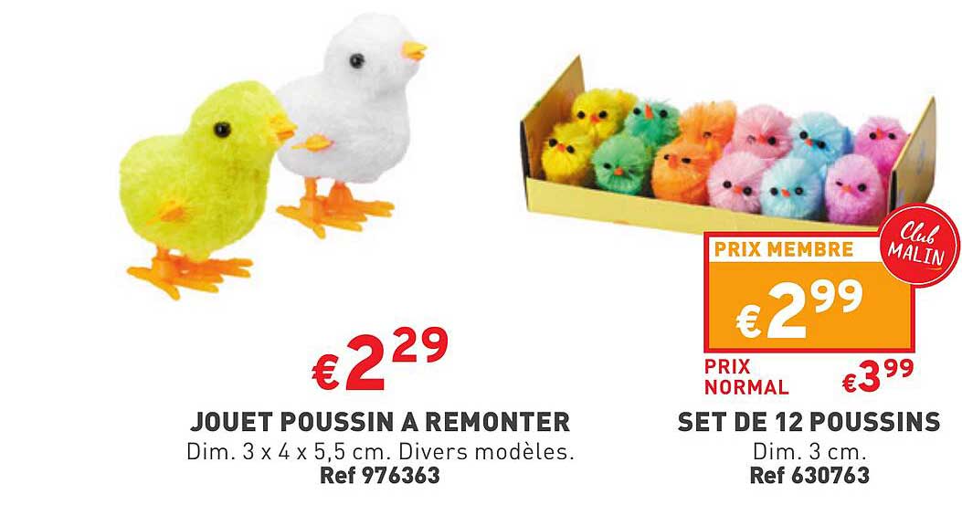 jouet poussin à remonter, set de 12 poussins
