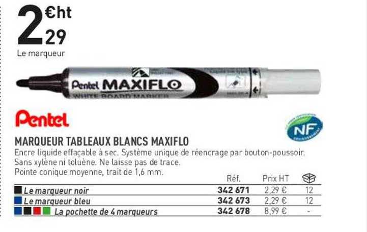 marqueur tableaux blancs maxiflo pentel