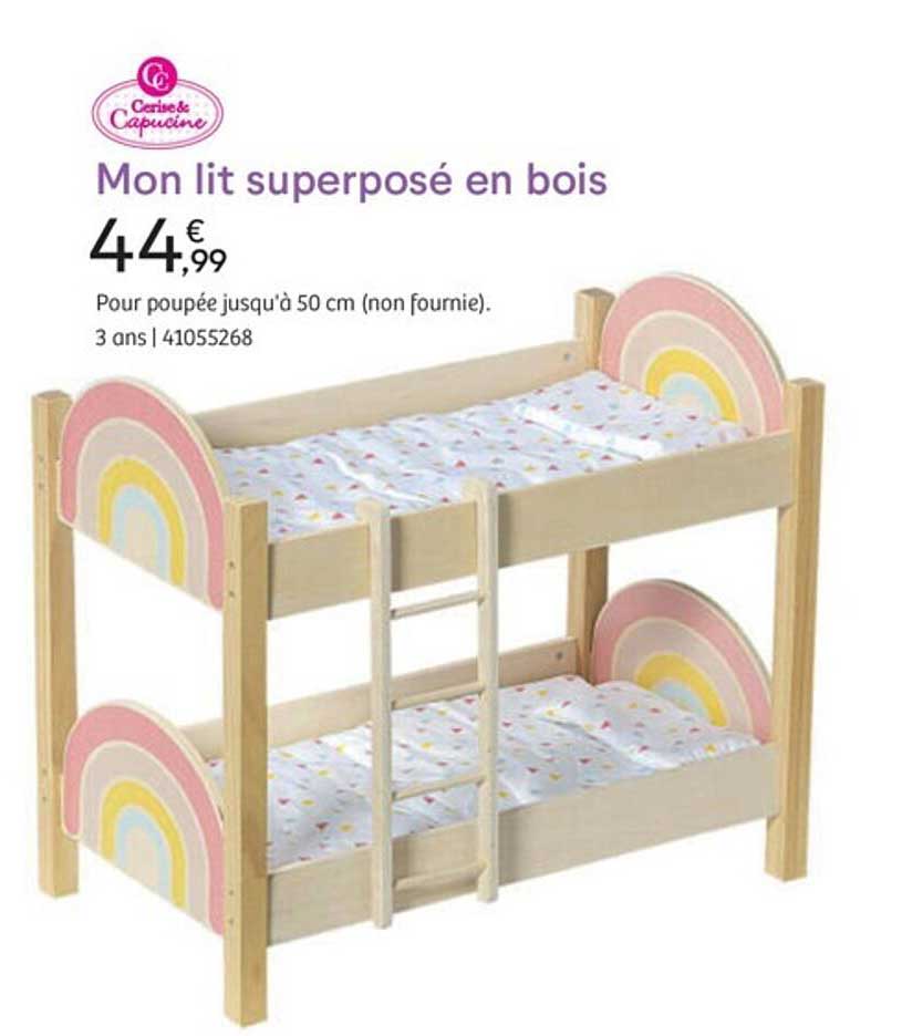 mon lit superposé en bois cerise & capucine