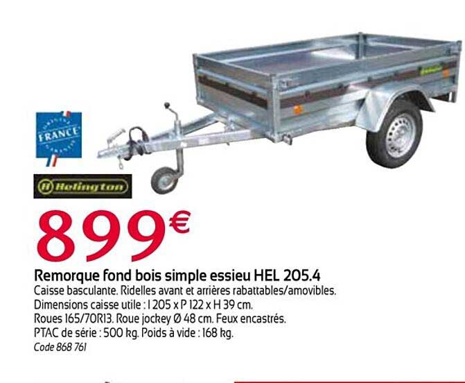 remorque fond bois simple essieu hel 205.4 hoting ton