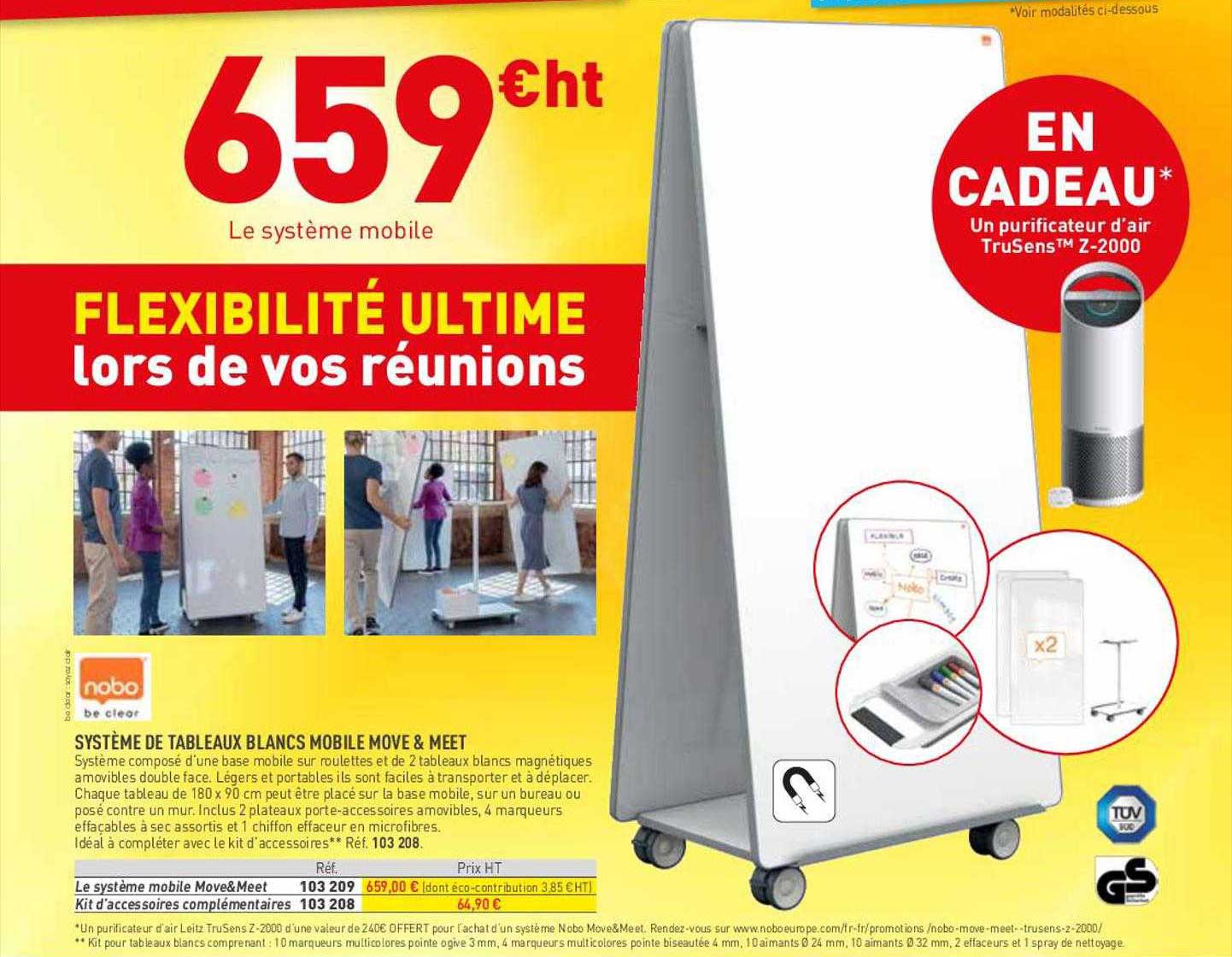 système de tableaux blancs mobile move & meet nobo