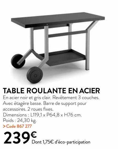 table roulante en acier