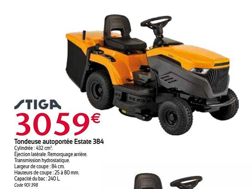 tondeuse autoportée estate 384 stiga