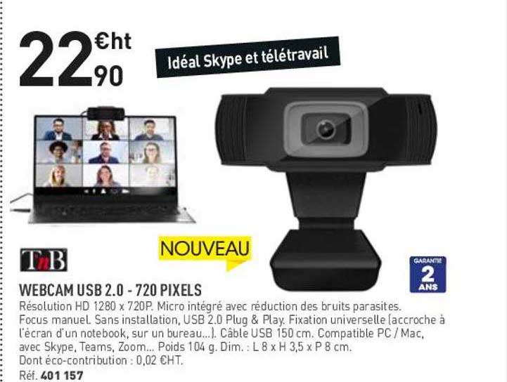 webcam usb 2.0 - 720 pixels t'nb