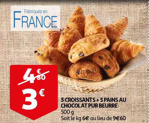 5 Croissants + 5 Pains Au Chocolat Pur Beurre