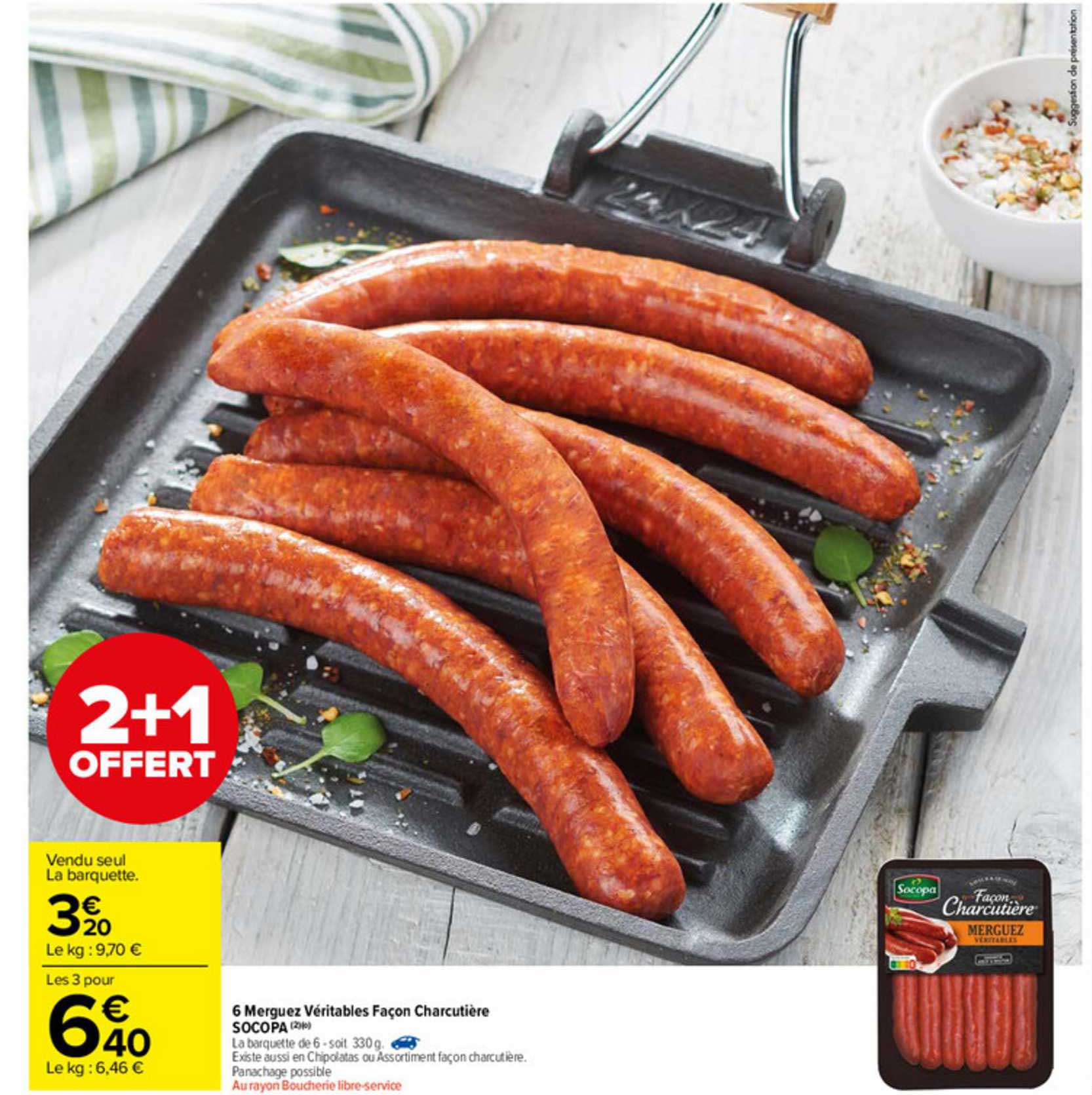 6 merguez véritables façon charcutière socopa