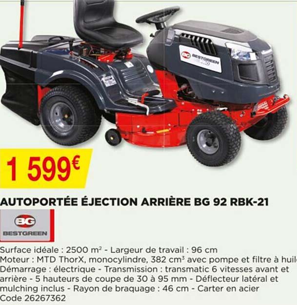 autoportée éjection arrière bg 92 rbk-21