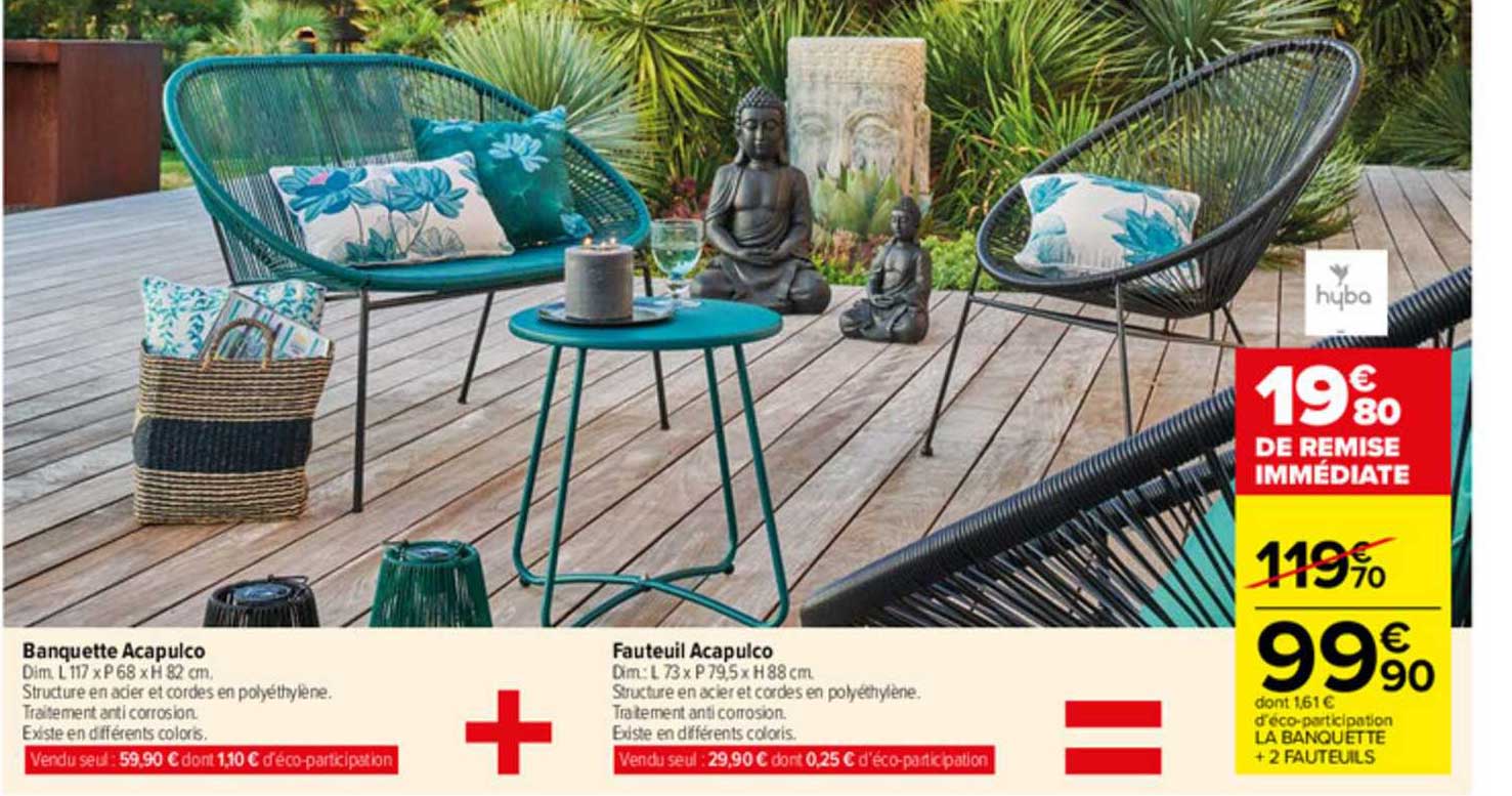 banquette acapulco + fauteuil acapulco