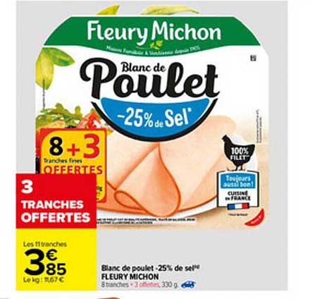 blanc de poulet -25% de sel fleury michon