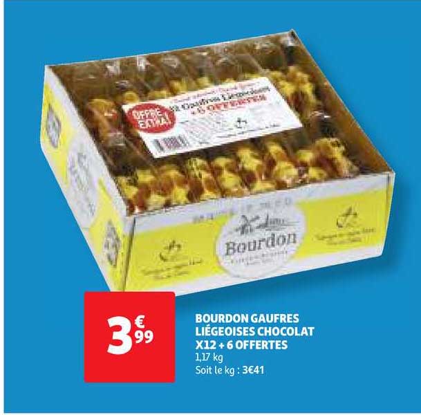bourdon gaufres liégeoises chocolat x12 + 6 offertes