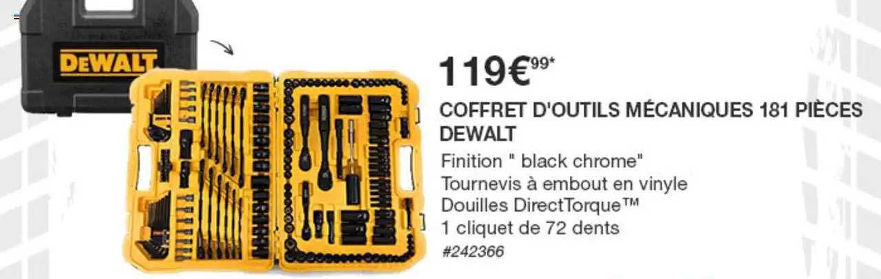 coffret d'outils mécaniques dewalt