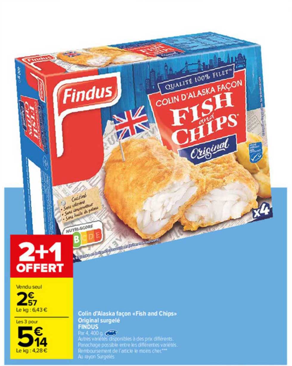 colin d'alaska façon «fish and chips» original surgelé findus