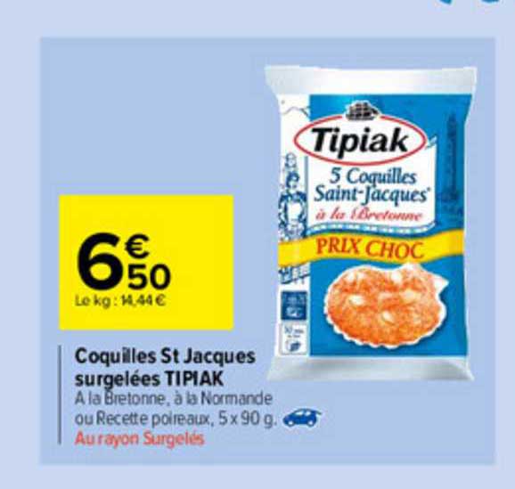 coquilles st jacques surgelées tipiak