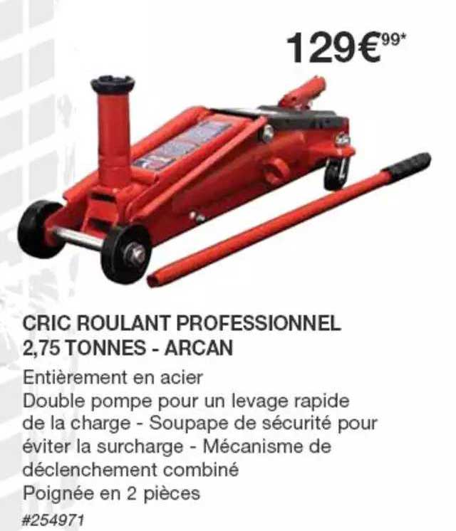cric roulant professionnel 2,75 tonnes - arcan