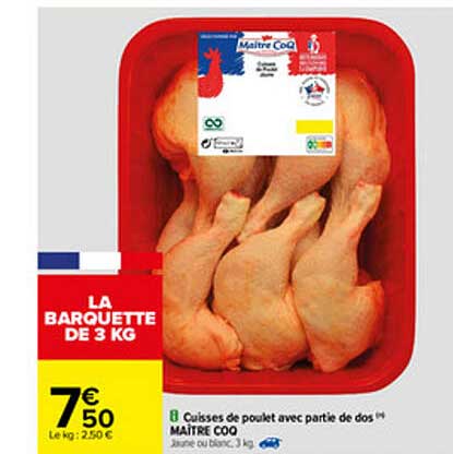 cuisses de poulet avec partie de dos maître coq