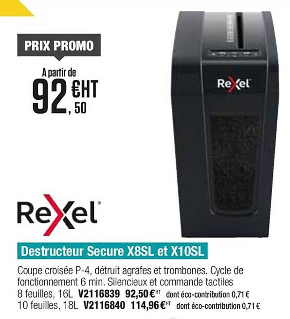 destructeur secure x8sl et x10sl rexel