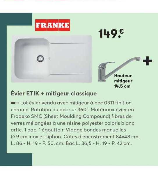 évier etik + mitigeur classique franke