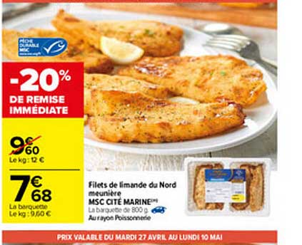 filet de limande du nord meunière msc cité marine