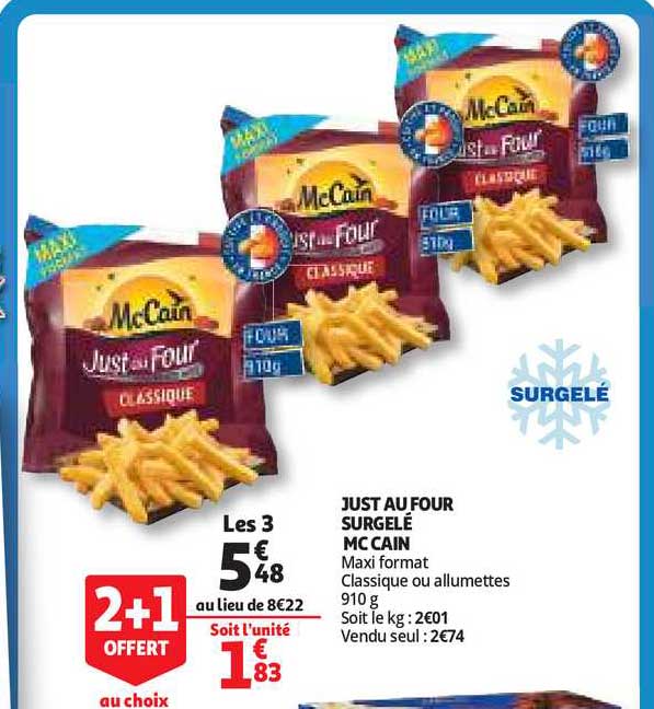 just au four surgelé mc cain