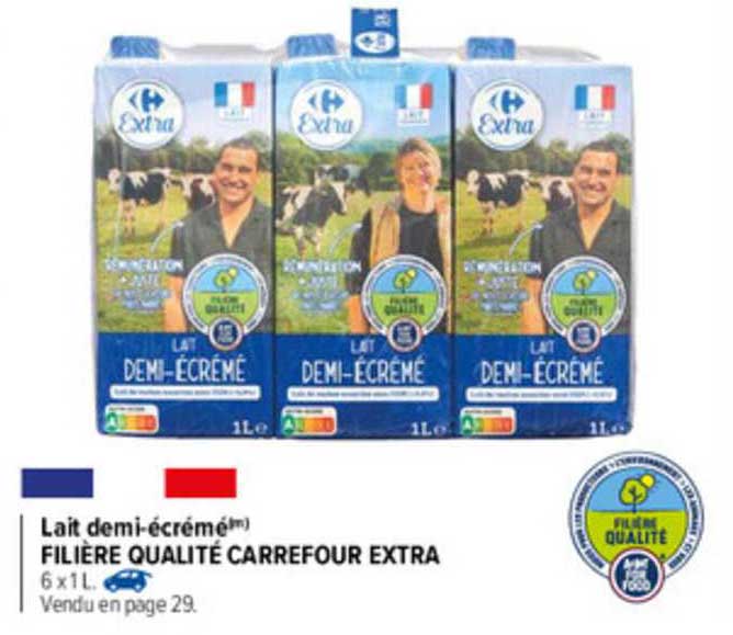 lait demi-écrémé filière qualité carrefour extra