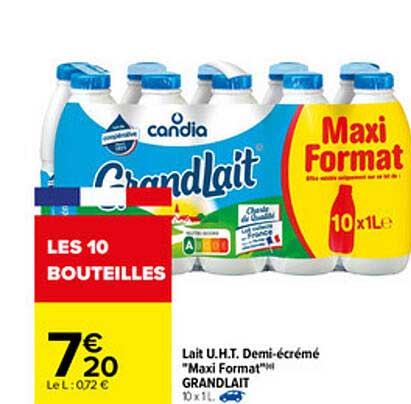 lait u.h.t. demi-écrémé "maxi format" grandlait