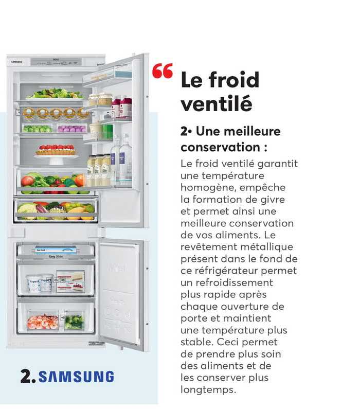 le froid ventilé : une meilleure conservation samsung