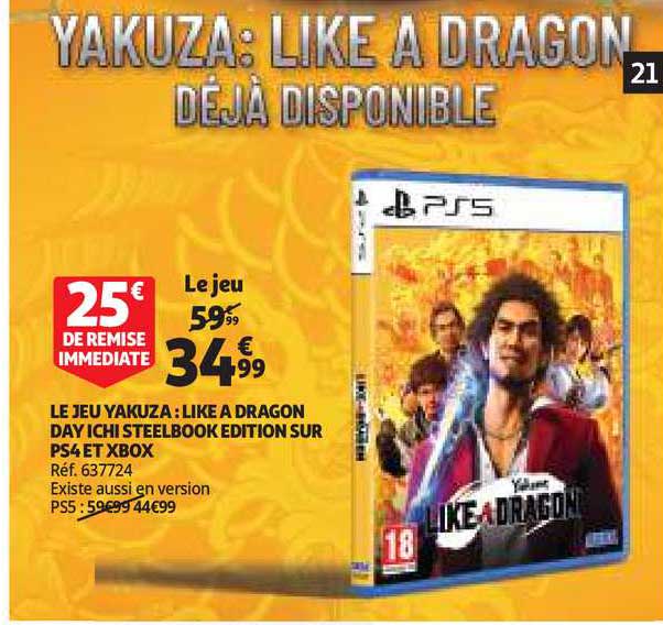 le jeu yazuka : like a dragon day ichi steelbook edition sur ps4 et xbox