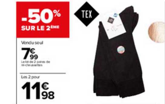 le lot de 2 paires de mi-chaussettes tex
