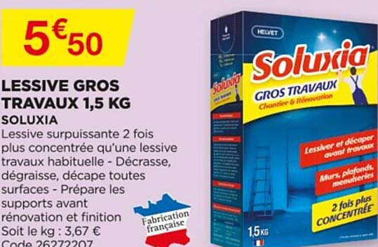 Lessive Gros Travaux 1,5 Kg Soluxia