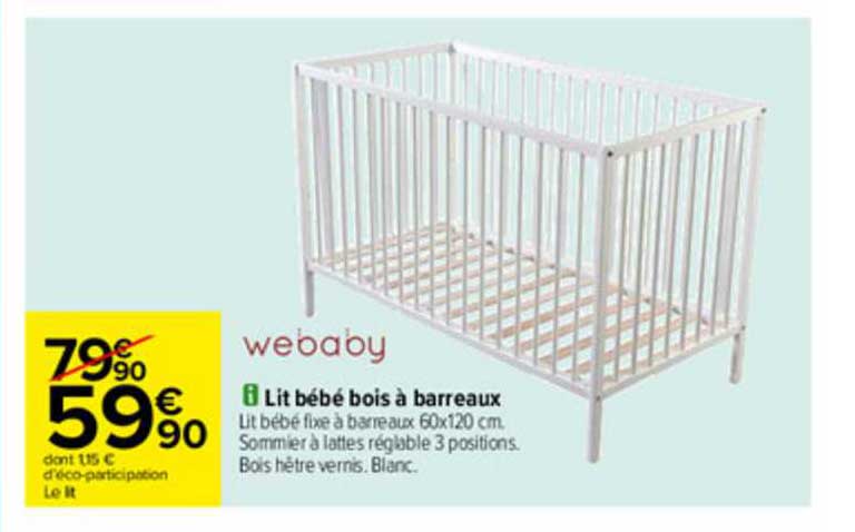 lit bébé bois à barreaux webaby