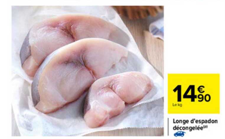 longe d'espadon décongelée