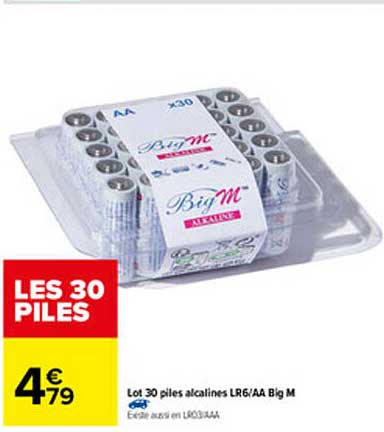 lot 30 piles alcalines lrg-aa big m