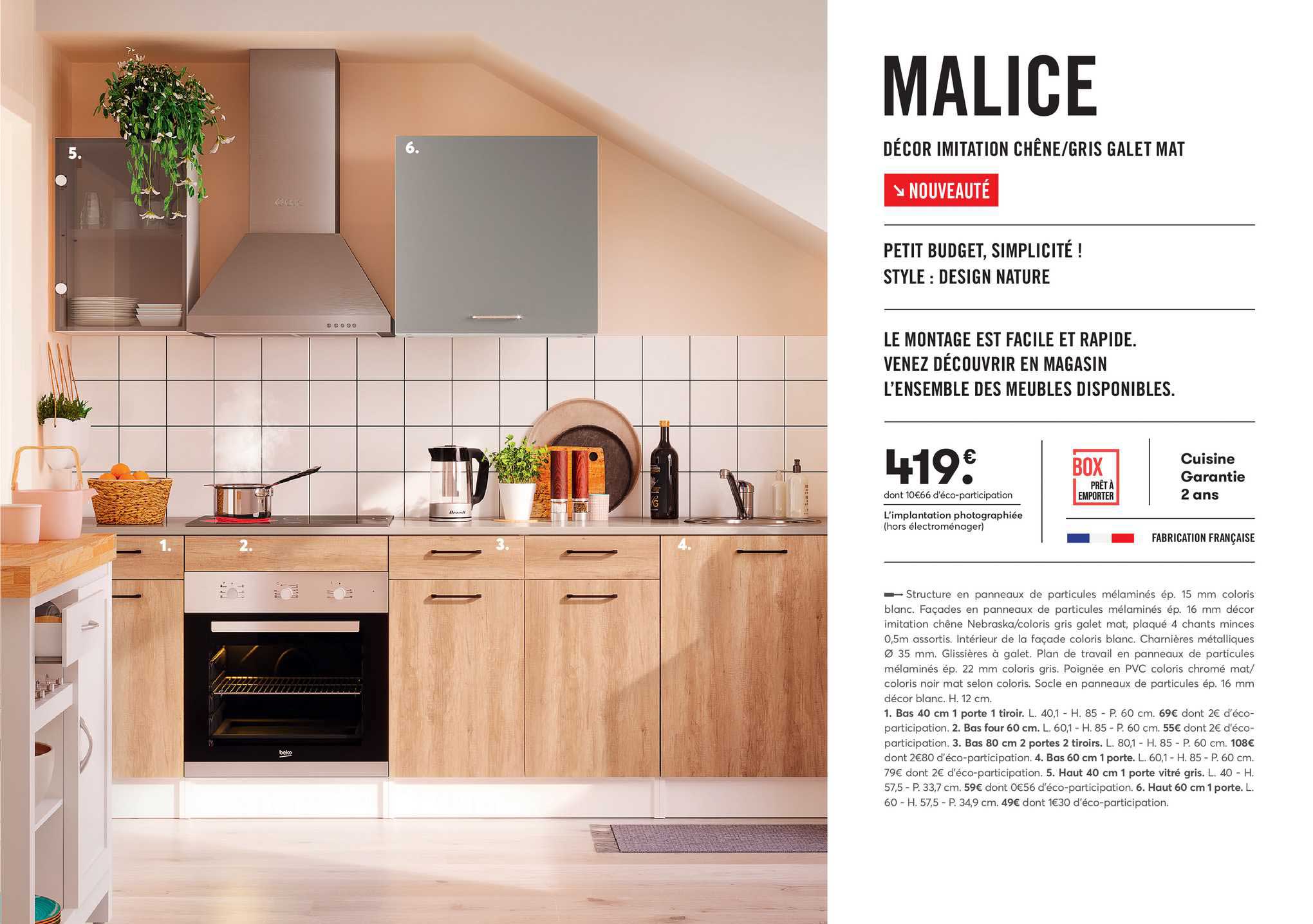 Malice Décor Imitation Chêne - Gris Galet Mat