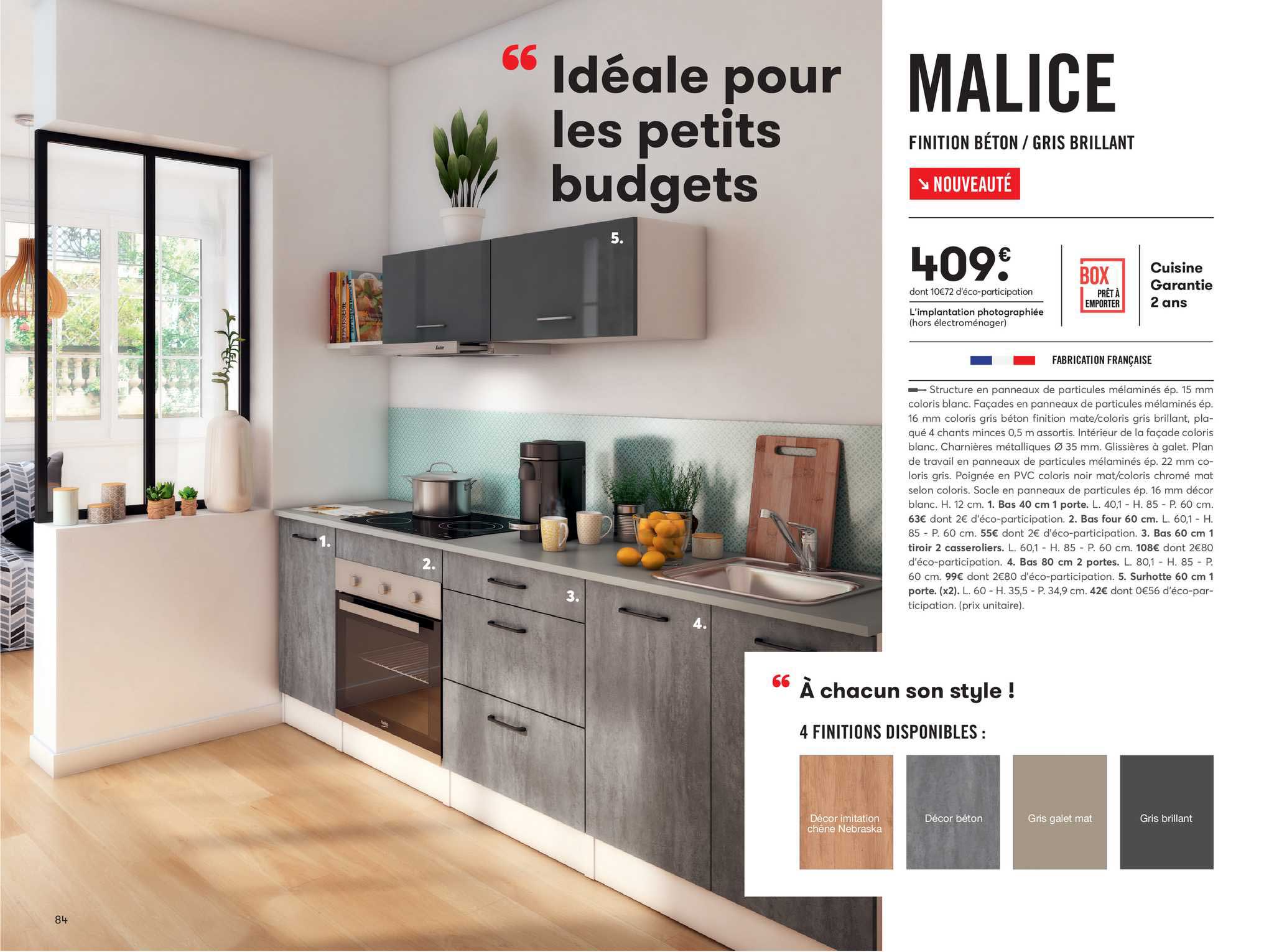 malice finition béton - gris brillant